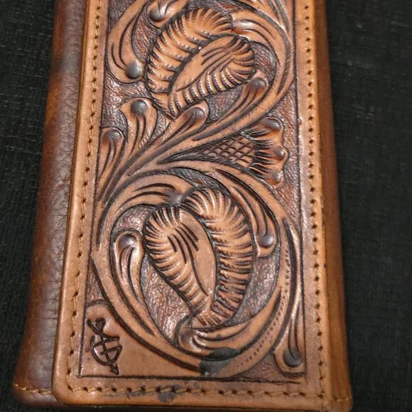 American Darling Brown Tooled Leather Wallet - Picture 3 of 12